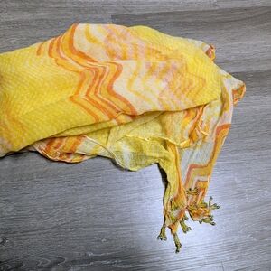 Calypso St Barth Cotton Gauze Large Scarf Beaded Fringe New